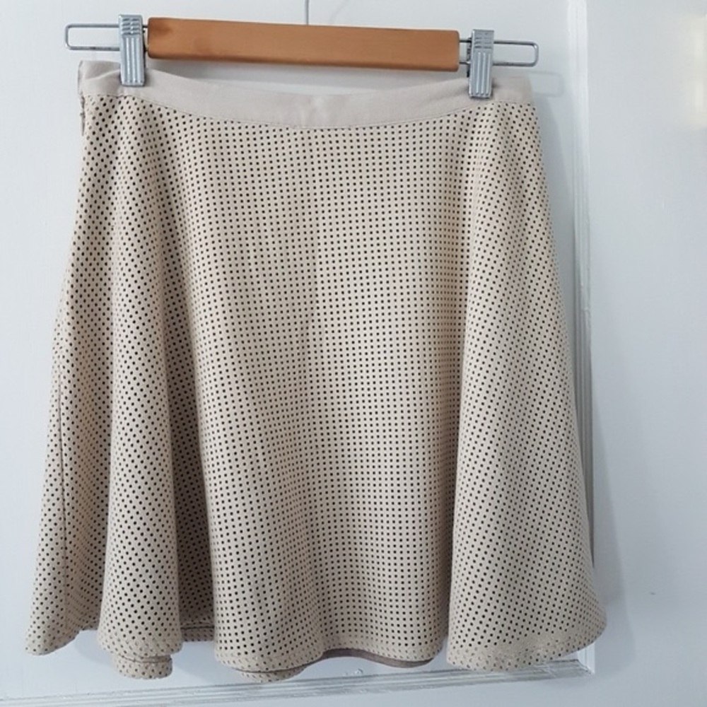 Anthropologie Greylin Faux Suede Twirl Skirt Cream Sz S